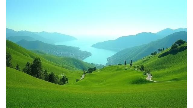 Groene landschappen en bergen, symbolisch voor duurzaam reizen