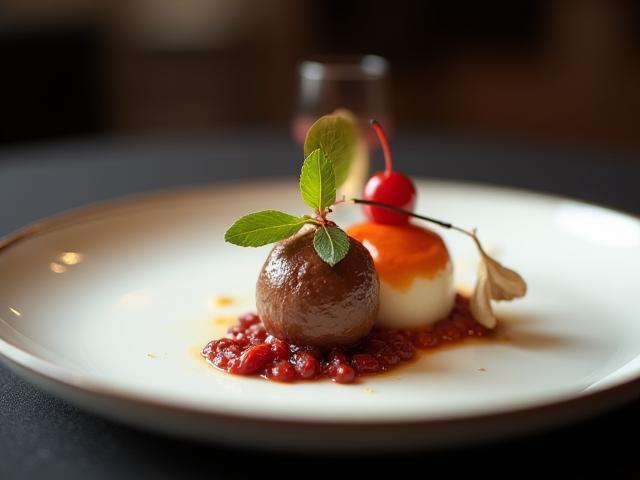 Verfijnd dessert op een bord