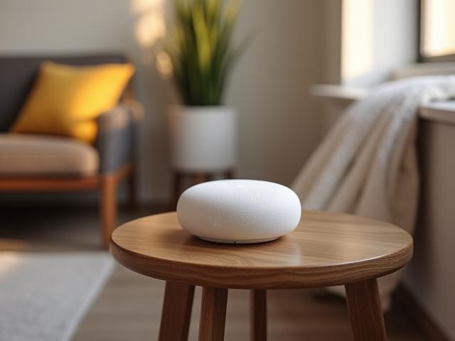 Smart home apparaat op een bijzettafel